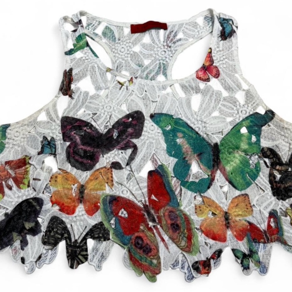 Signature Multicolor Butterfly Lace Crop Top